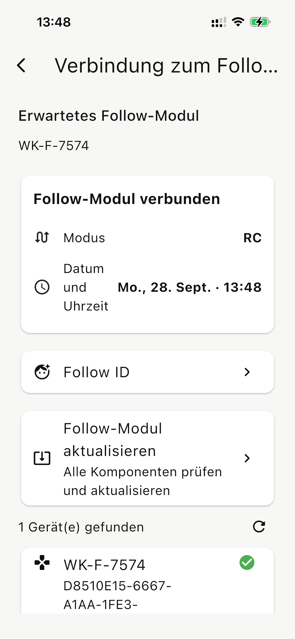 Greifen Sie auf Ihr Follow-Modul zu.