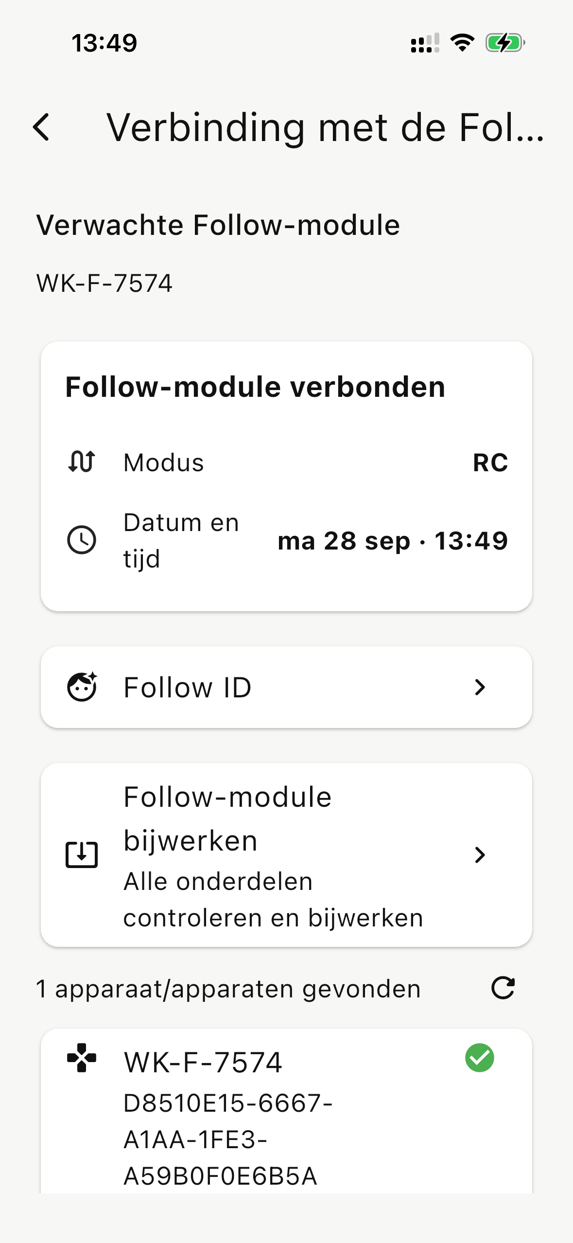 Bekijk uw Follow-module.